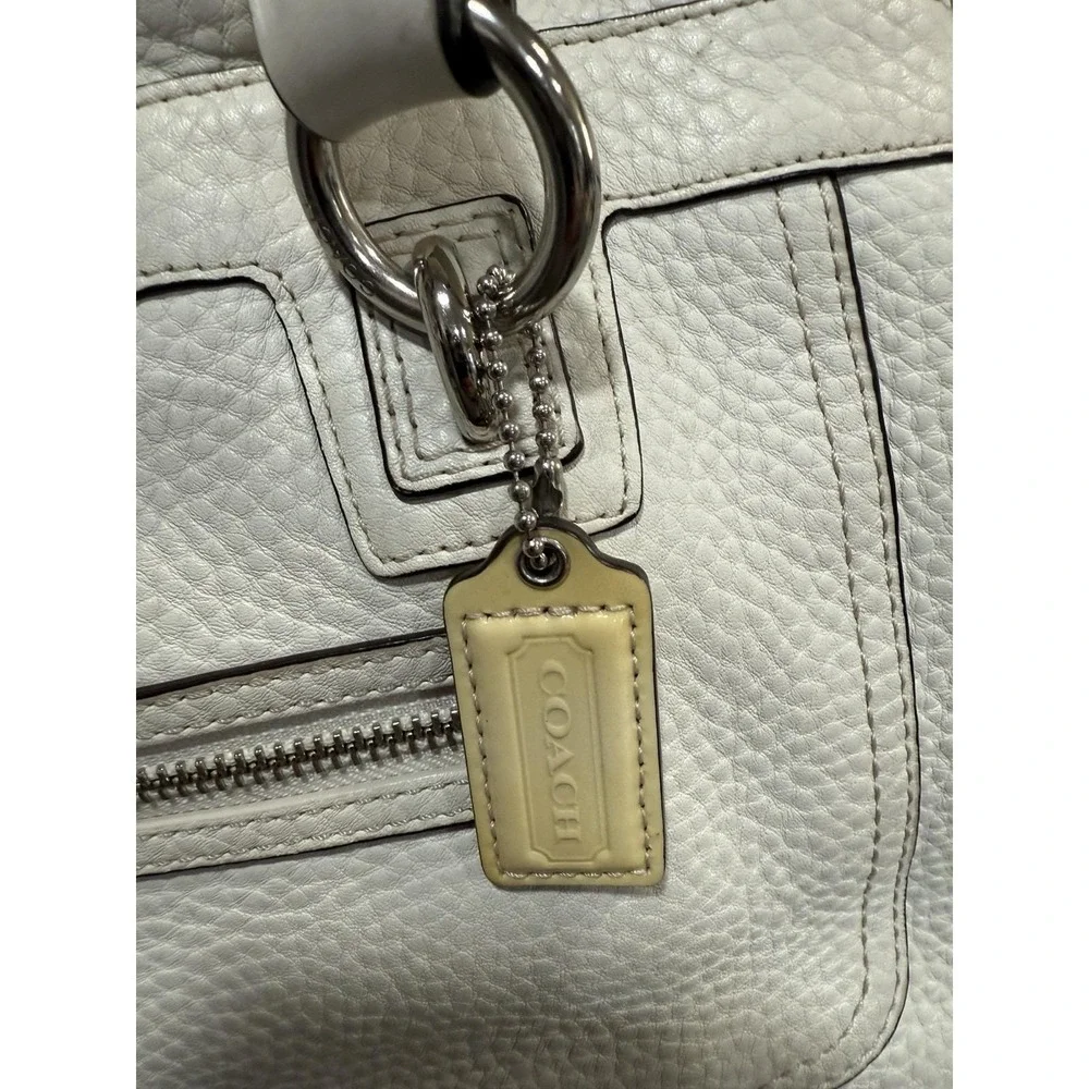 COACH F14686 Penelope Cream‎ White Pebbled Leather Double Handle Shoulder Purse